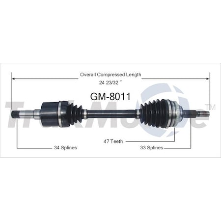 Surtrack Axle Cv Axle Shaft, Gm-8011 GM-8011